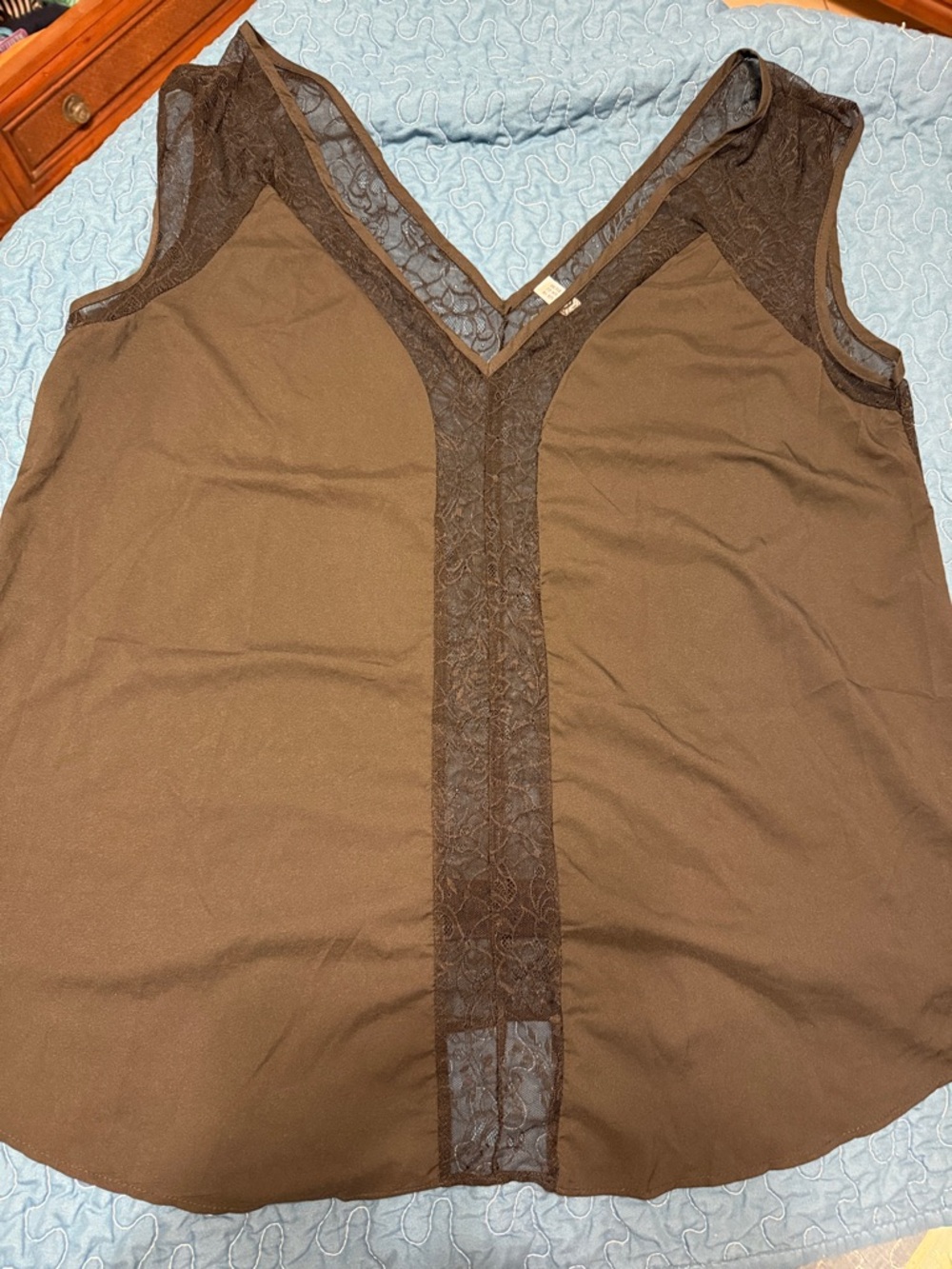 Black V-Neck Lace Trim and total lace back Sleeveless Top
